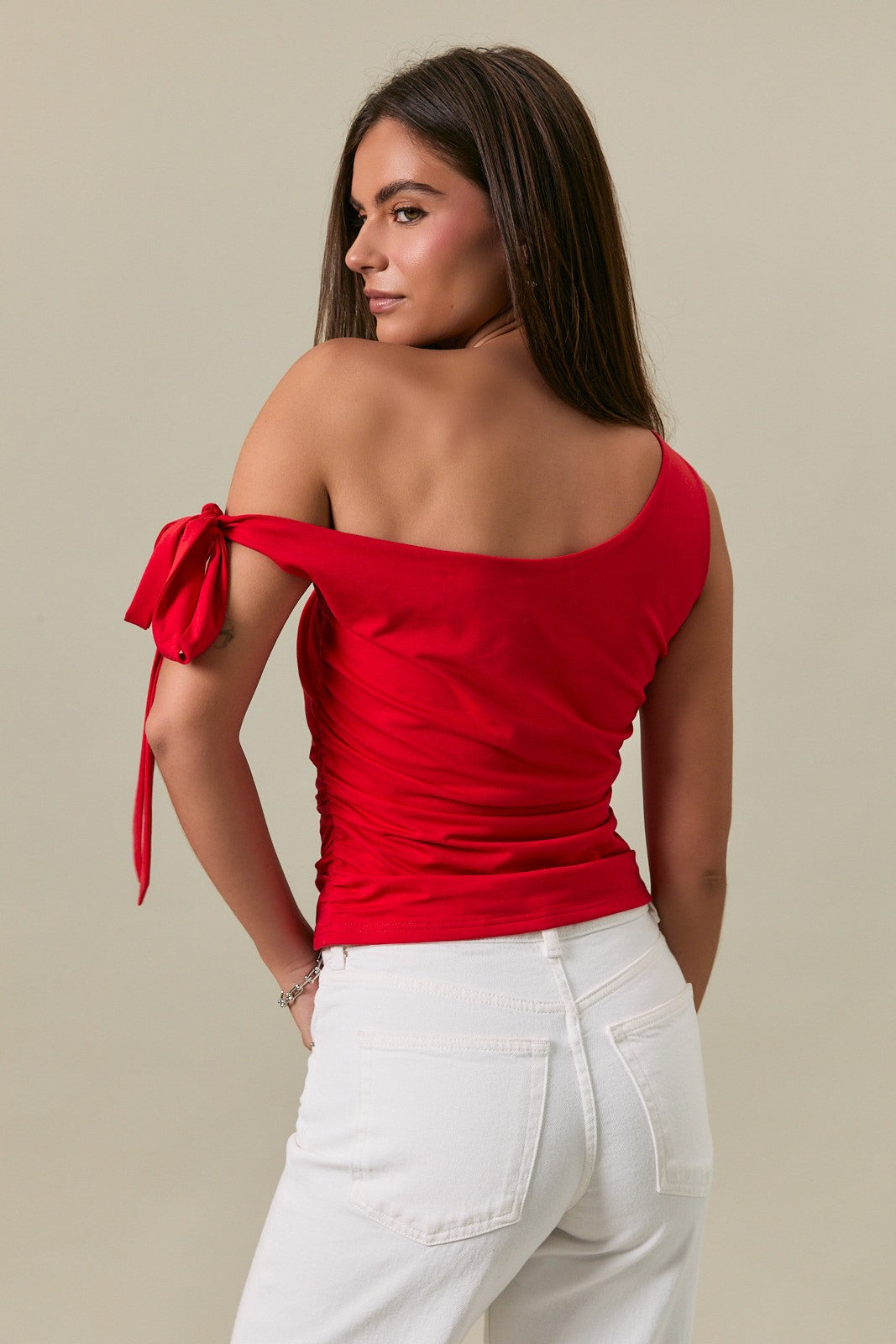 ONE SHOULDER TIE DETAIL TOP
