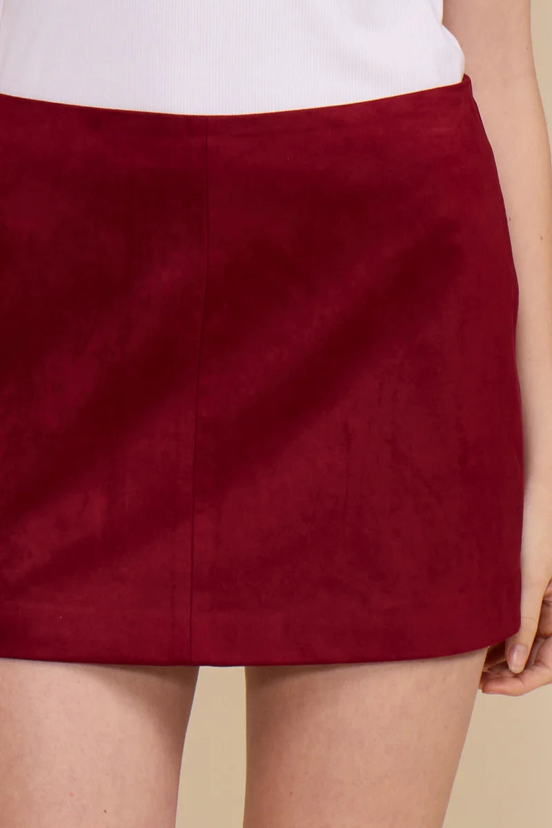 SUEDE MERLOT SKIRT