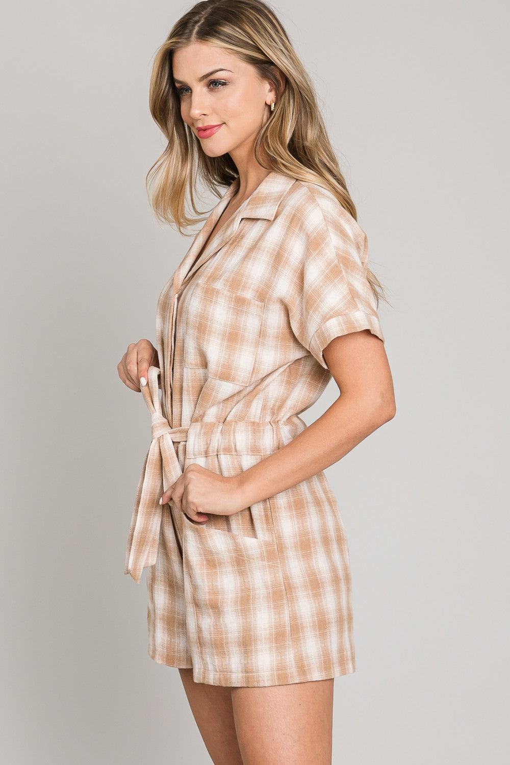 PLAID COLLARED ROMPER
