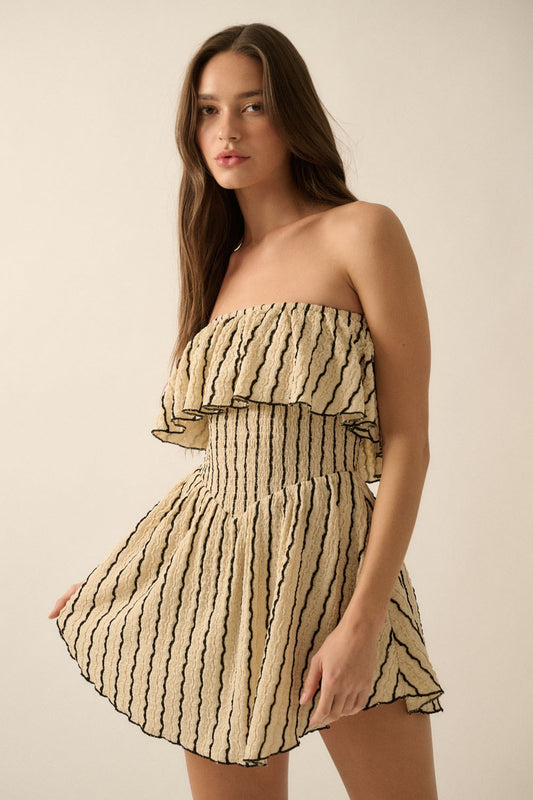 STRAPLESS FLOUNCE ROMPER