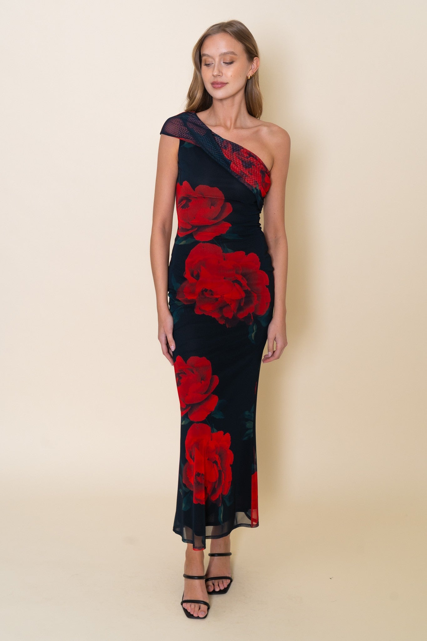 ASYMMETRIC FLORAL PRINT DRESS
