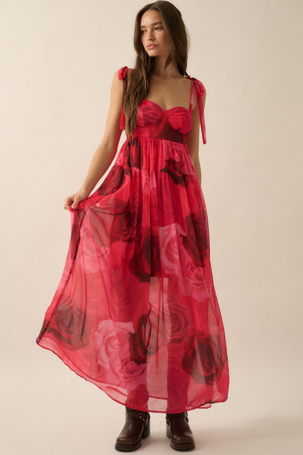 ROSE PRINT MAXI DRESS