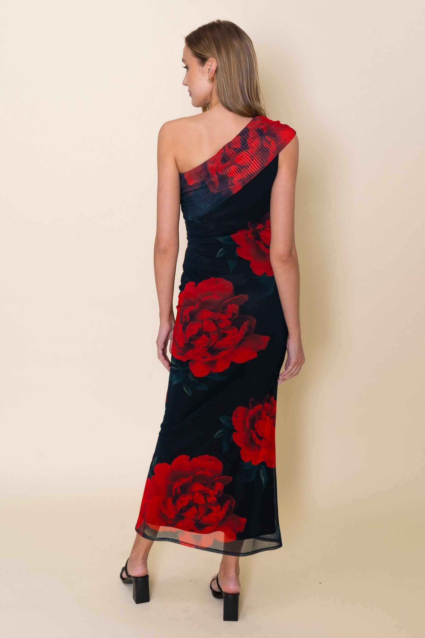 ASYMMETRIC FLORAL PRINT DRESS