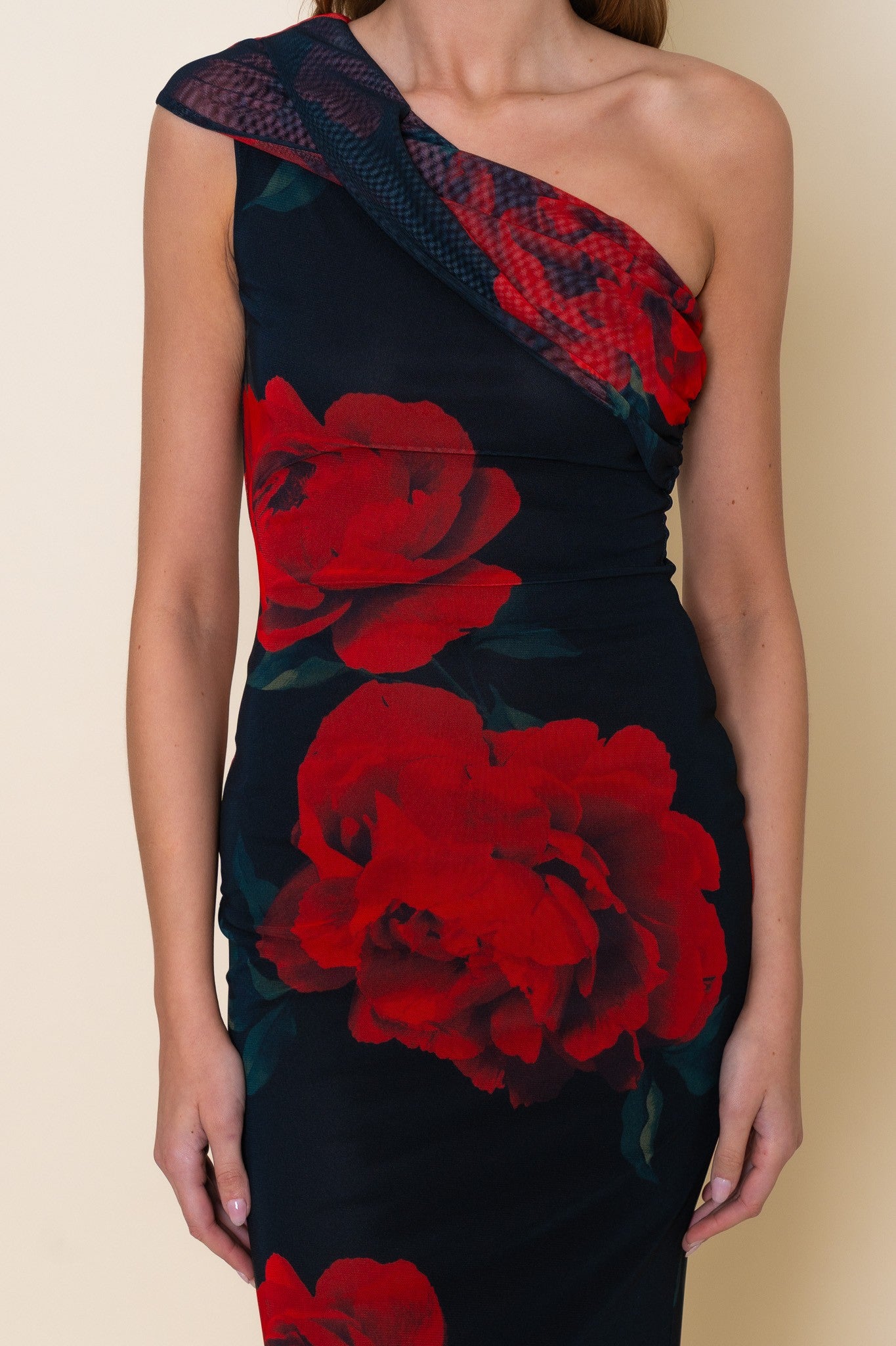 ASYMMETRIC FLORAL PRINT DRESS