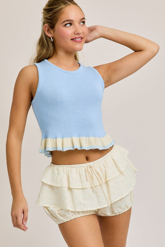 RUFFLE HEM SWEATER TANK