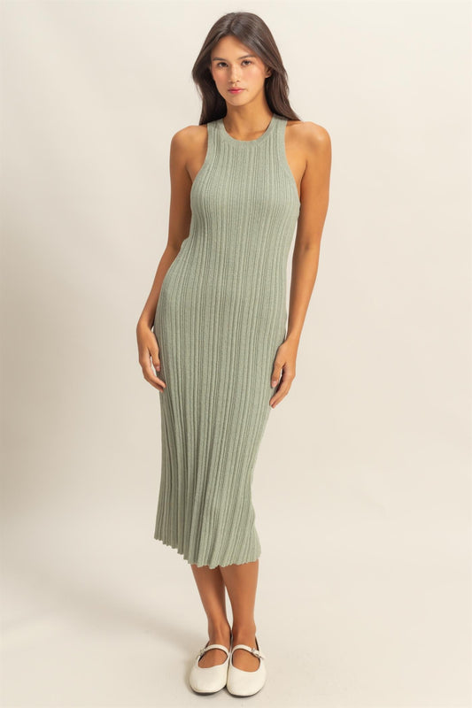 PLEATED KNIT DRESS