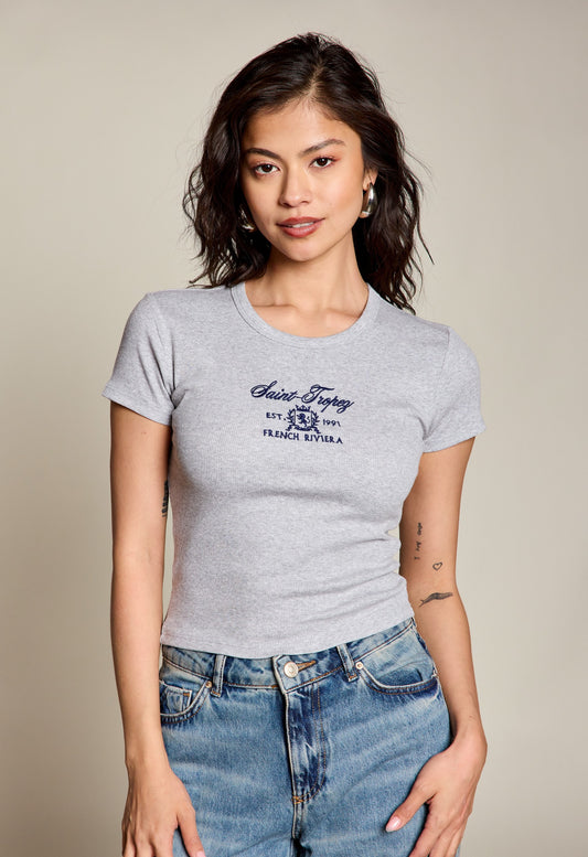 SAINT TROPEZ EMBROIDERED TEE