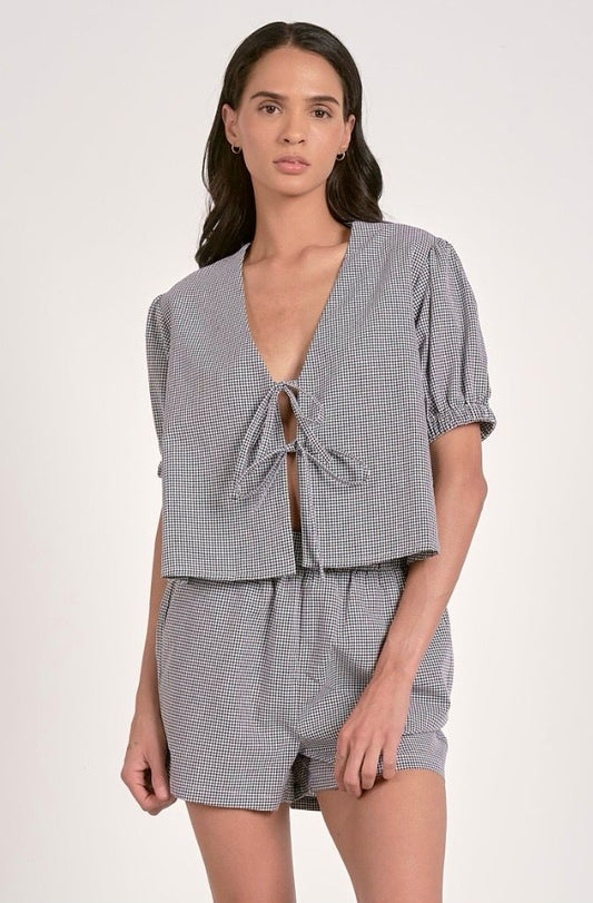 SEERSUCKER TIE TOP