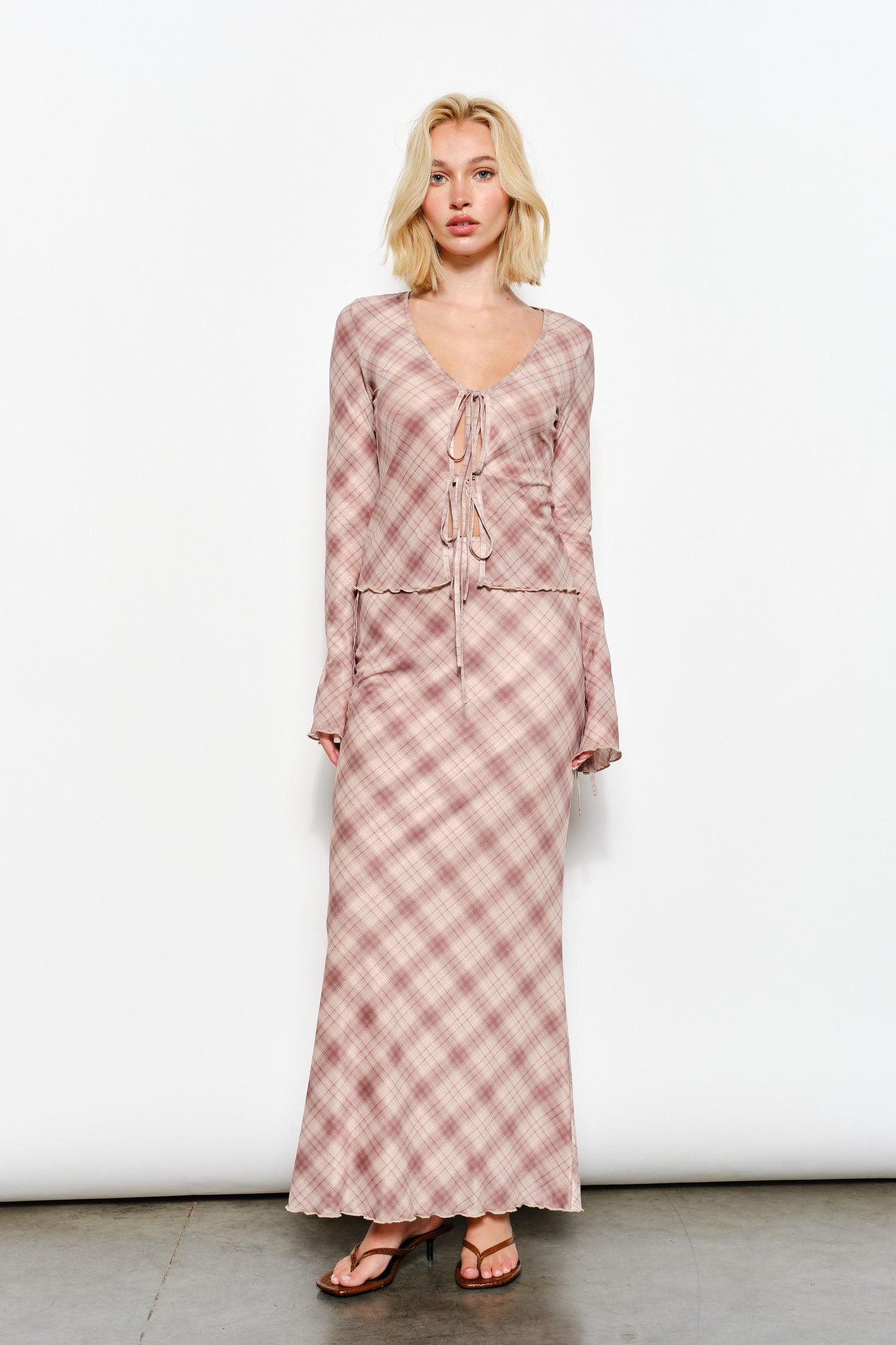 PLAID PRINT MAXI SKIRT