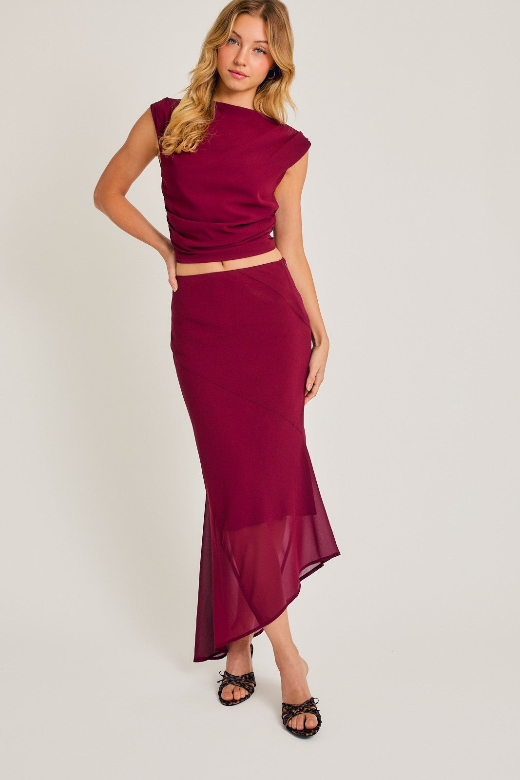 ASYMMETRICAL HEM CHIFFON SKIRT