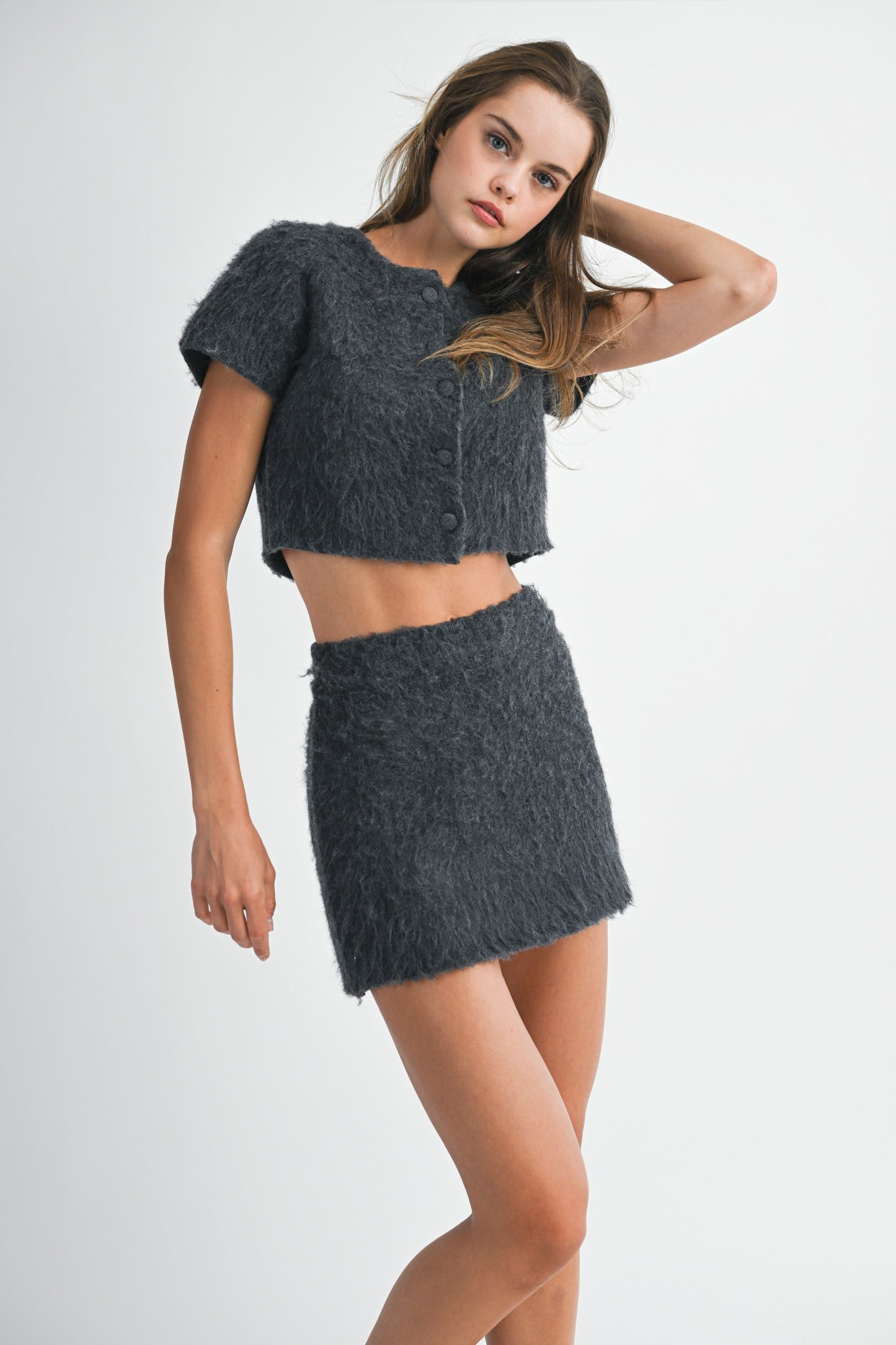 FUZZY CROP CARDIGAN