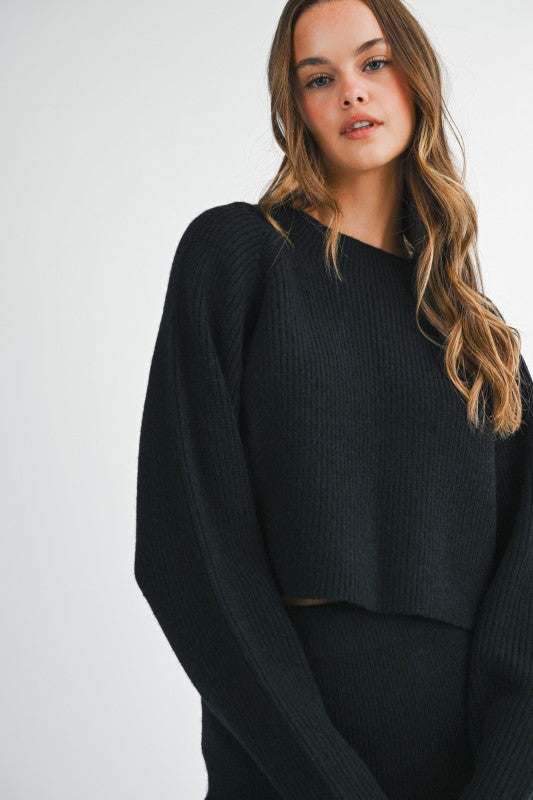 CROPPED RIB SWEATER