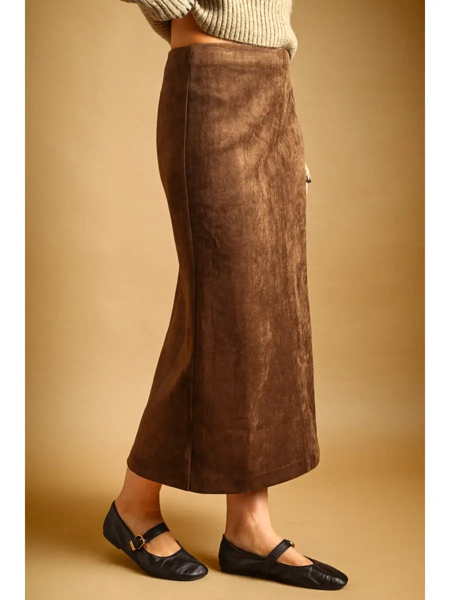 SUEDE MAXI SKIRT