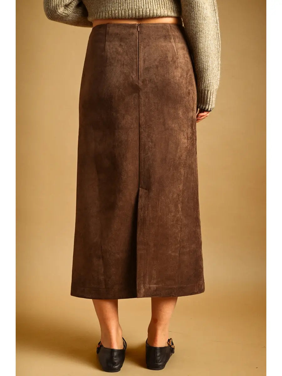 SUEDE MAXI SKIRT