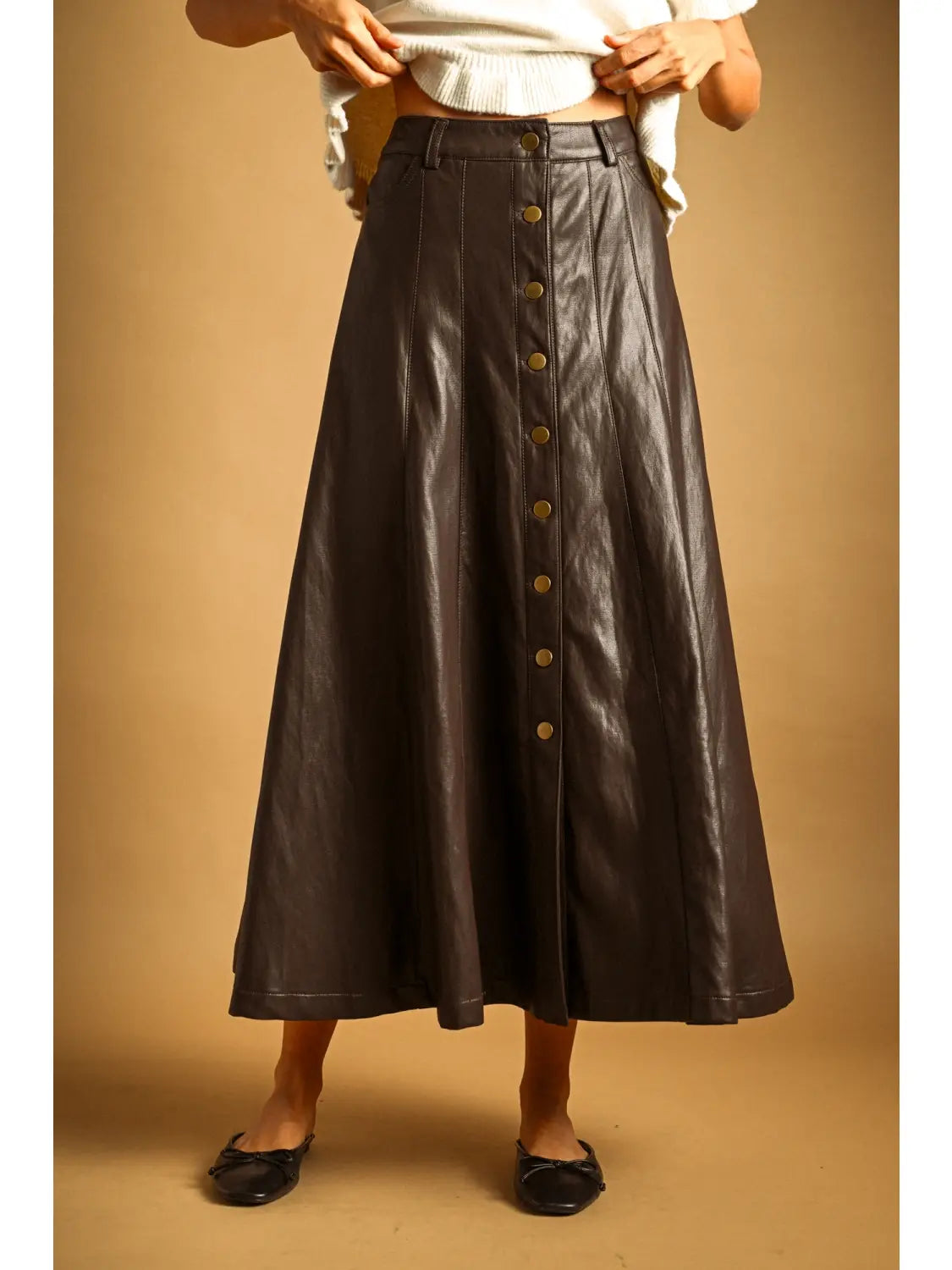 VEGAN LEATHER MAXI SKIRT