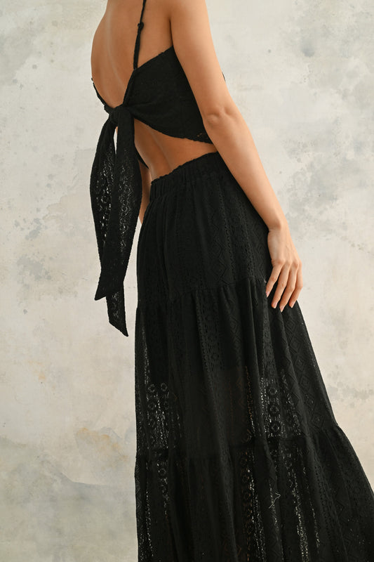 CROCHET LACE MAXI SKIRT