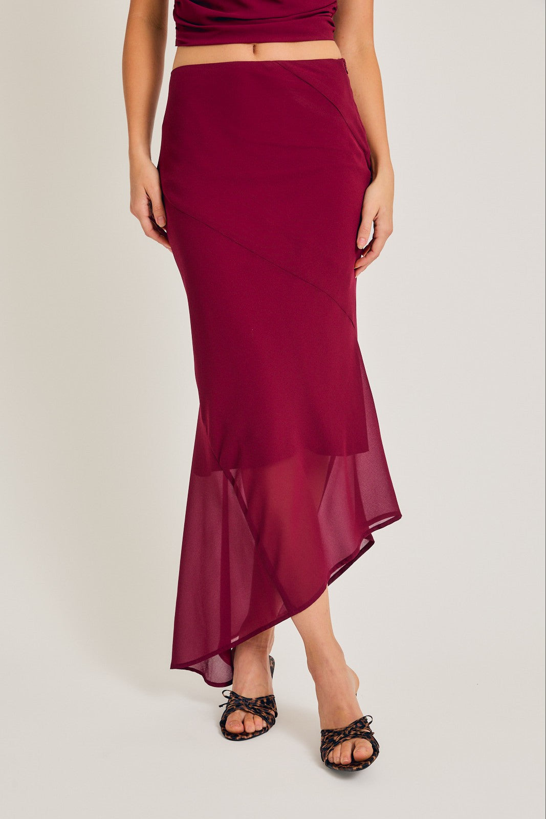 ASYMMETRICAL HEM CHIFFON SKIRT