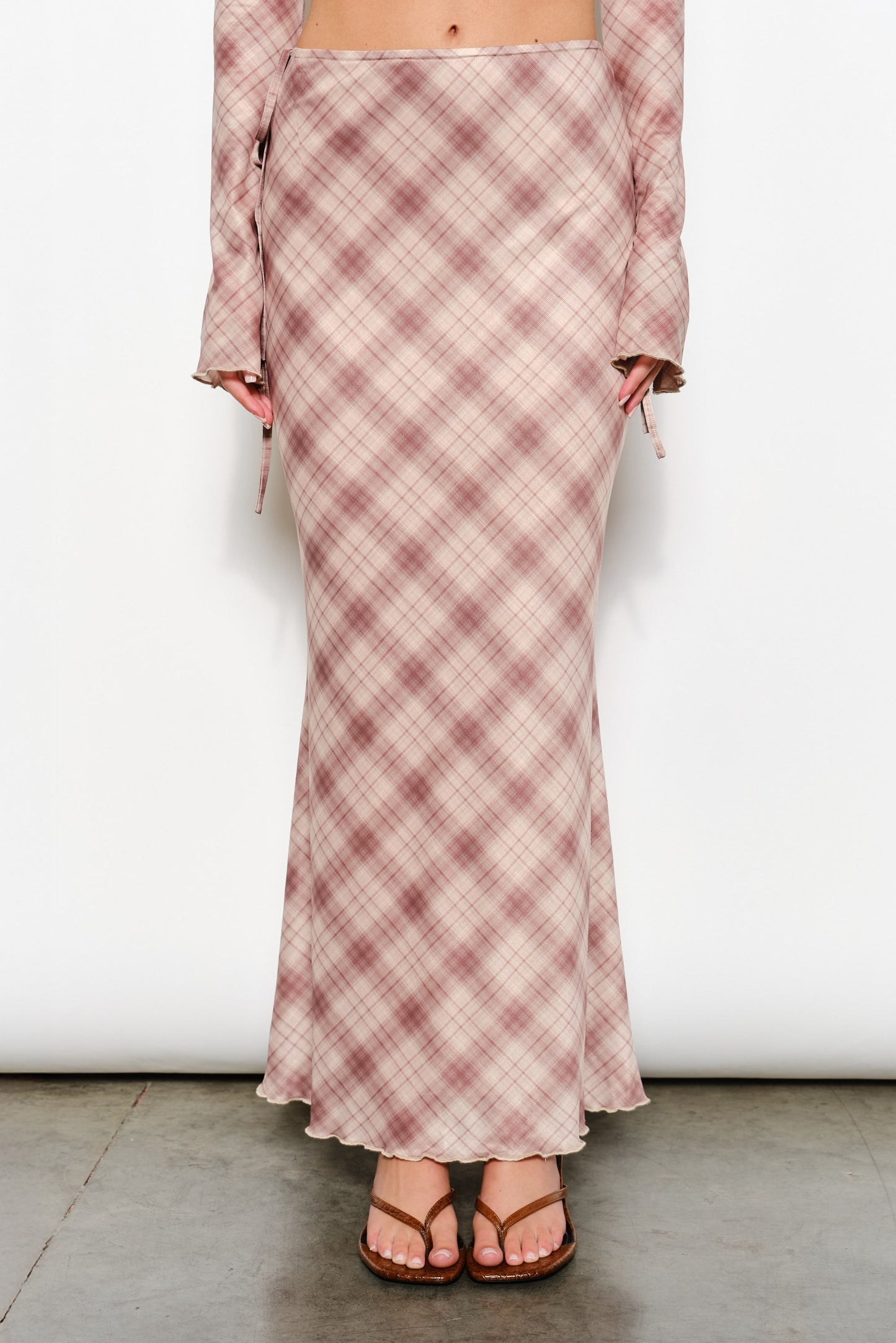 PLAID PRINT MAXI SKIRT