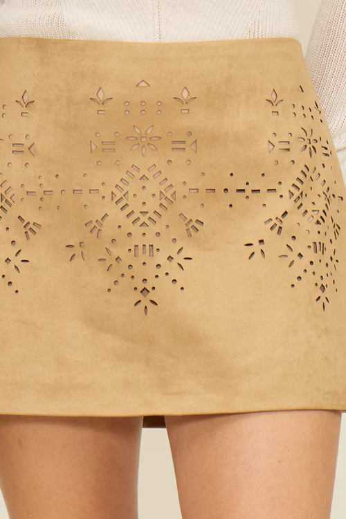FAUX SUEDE CUTOUT MINI SKIRT