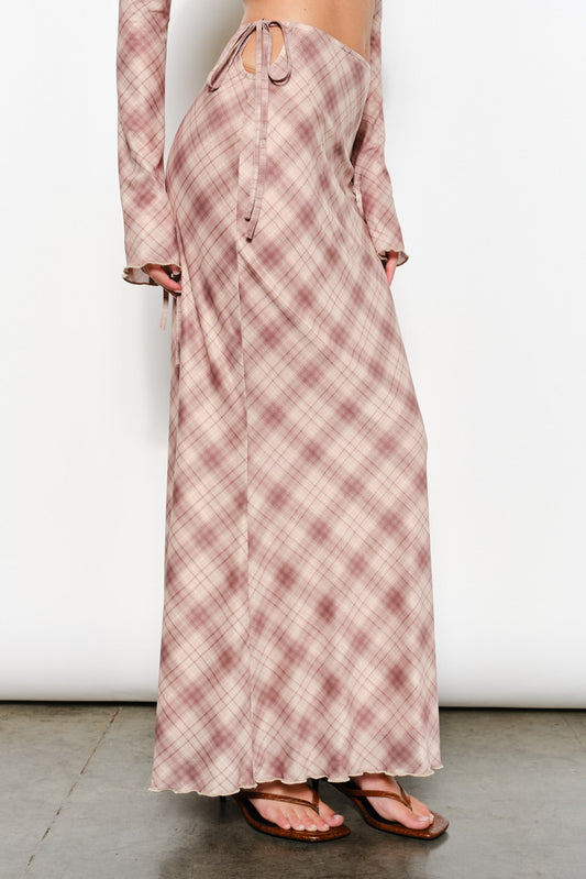 PLAID PRINT MAXI SKIRT