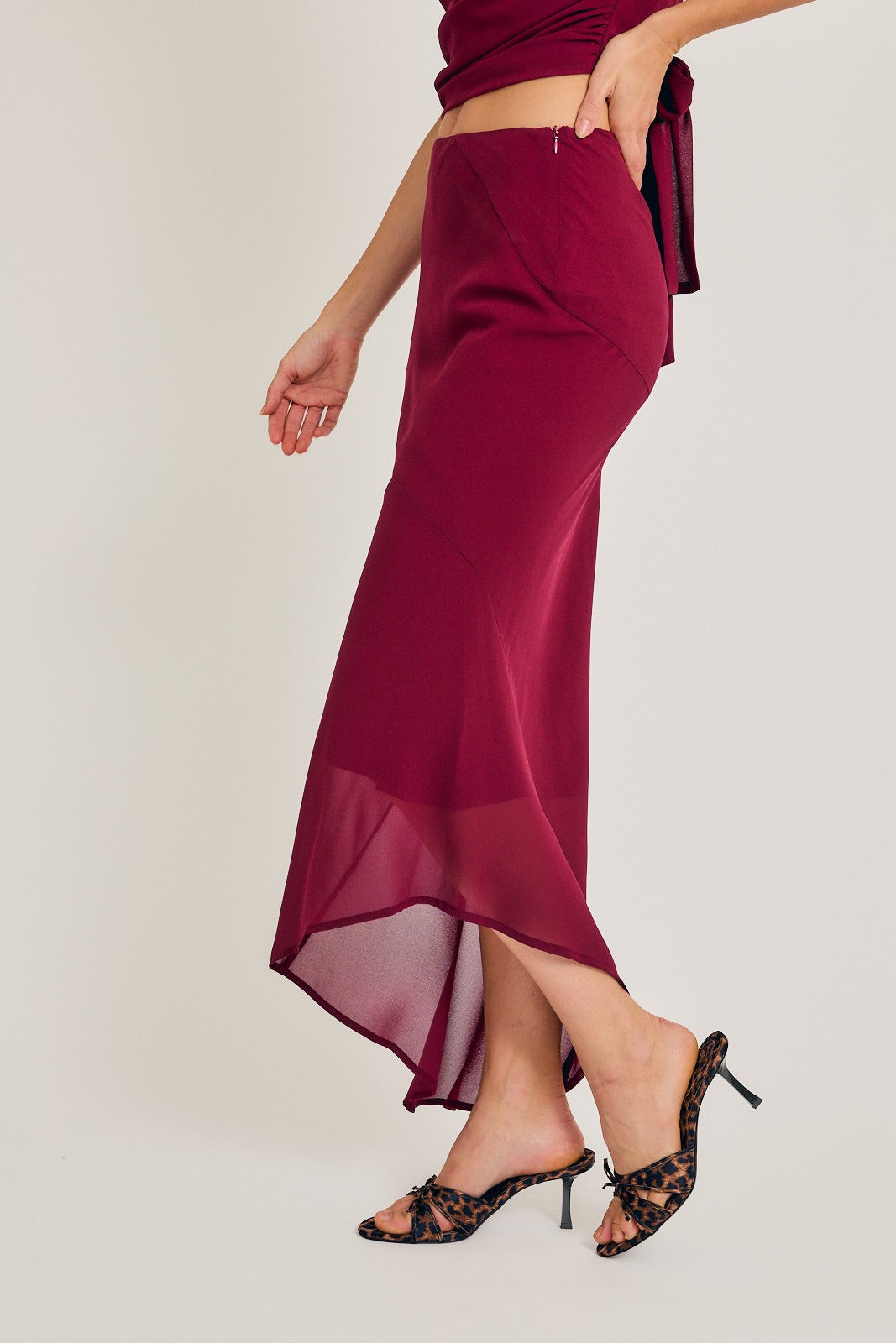 ASYMMETRICAL HEM CHIFFON SKIRT
