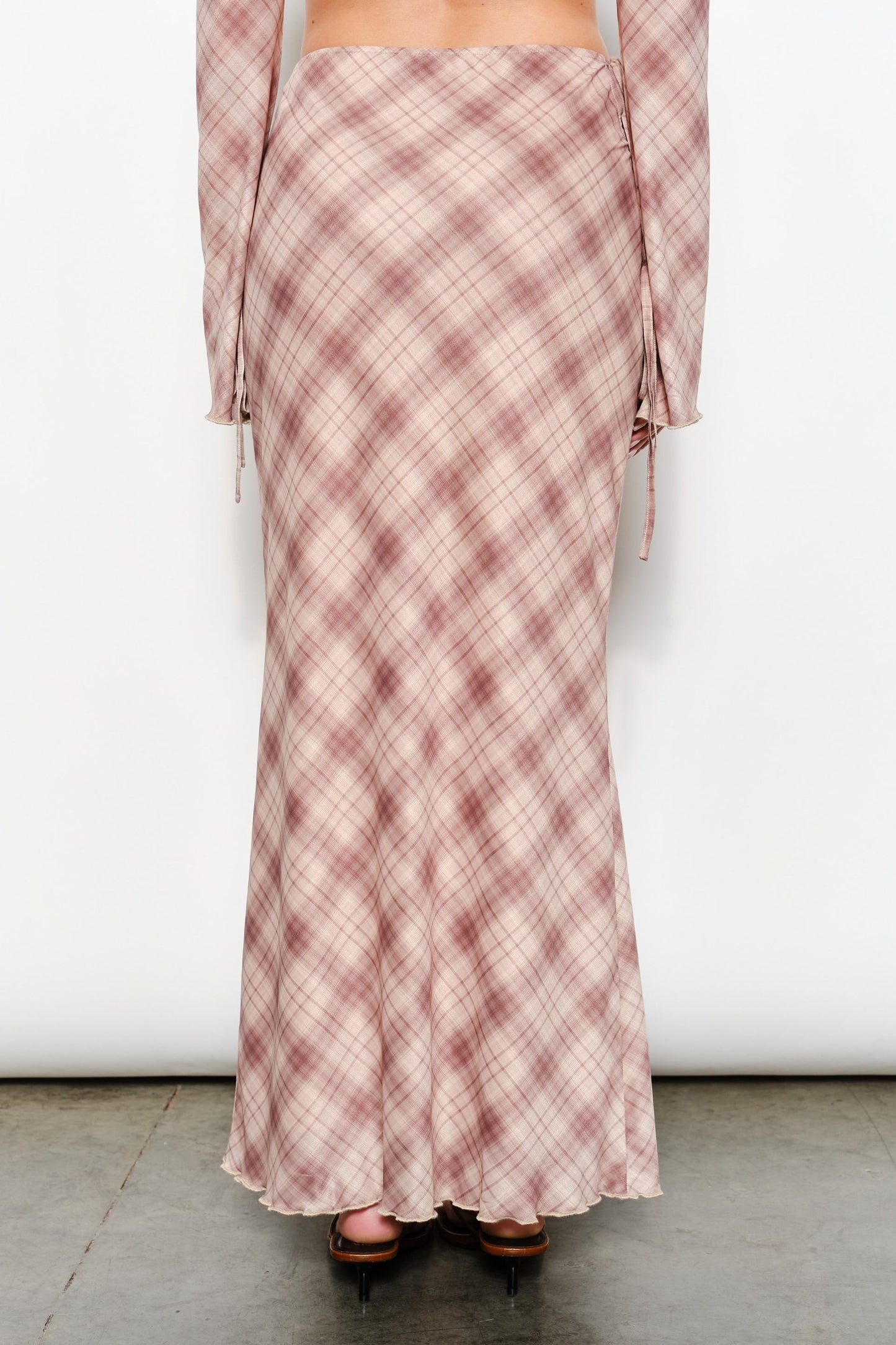 PLAID PRINT MAXI SKIRT