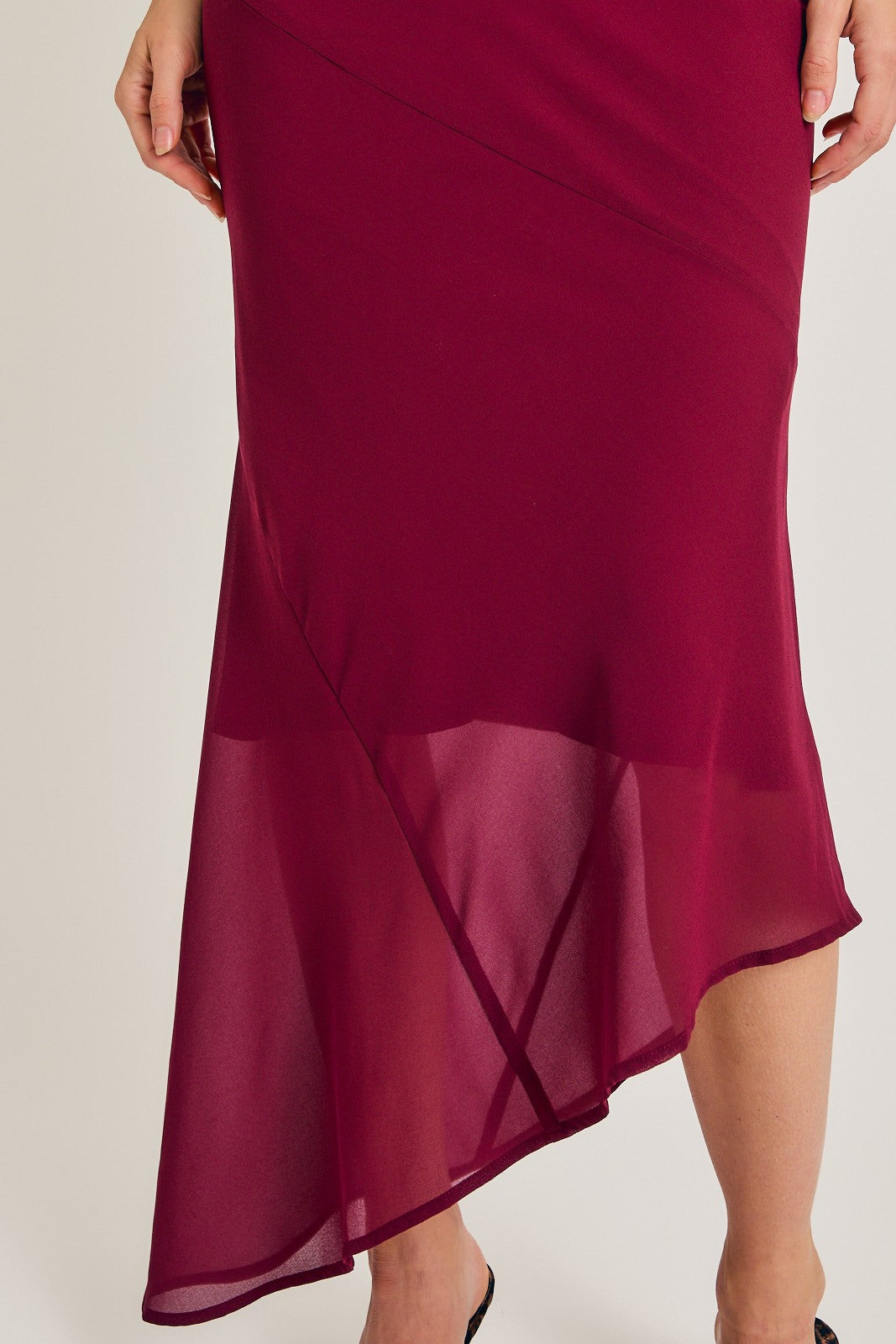 ASYMMETRICAL HEM CHIFFON SKIRT