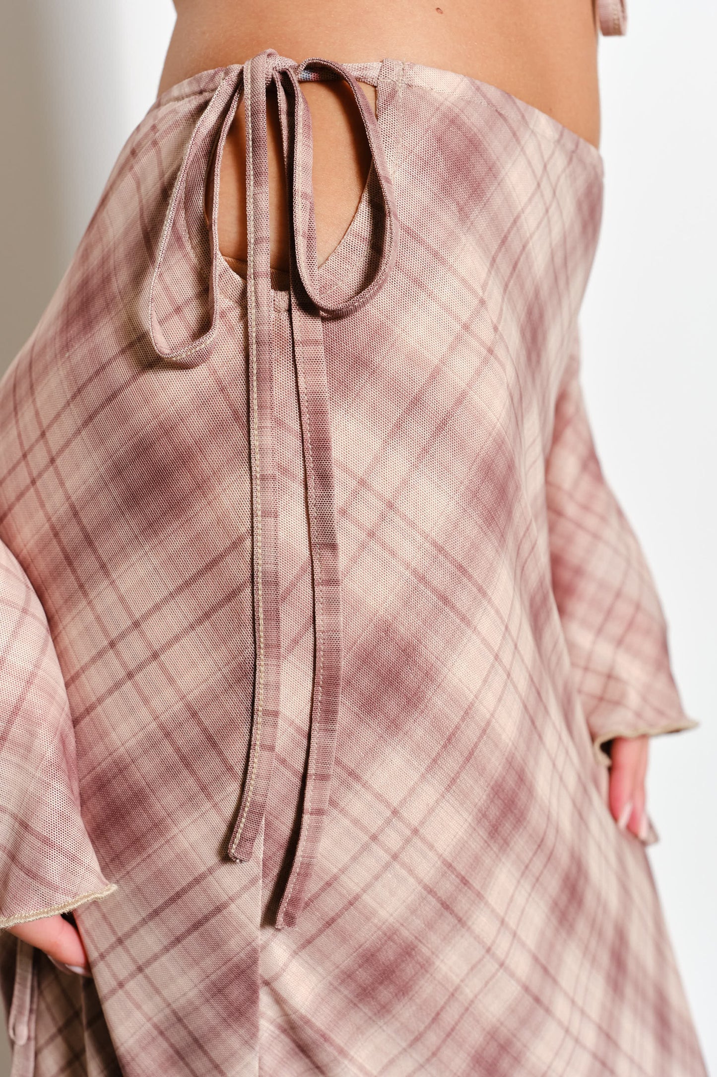 PLAID PRINT MAXI SKIRT