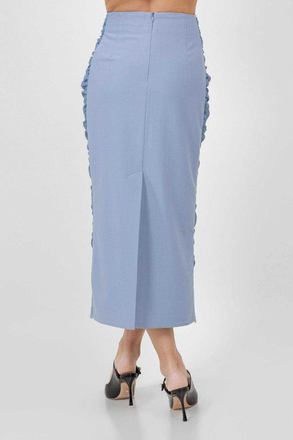 ORGANZA MIX RUCHED MIDI SKIRT