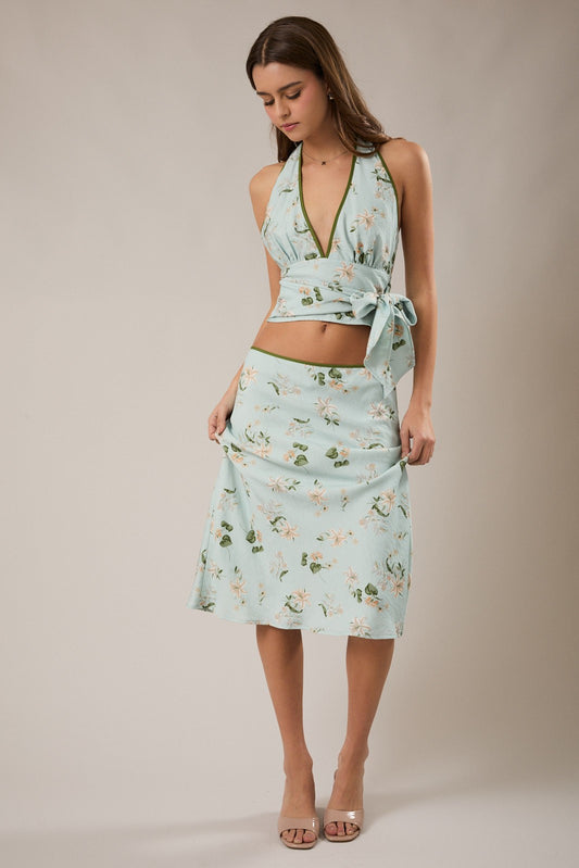 LOW WAIST MIDI SKIRT