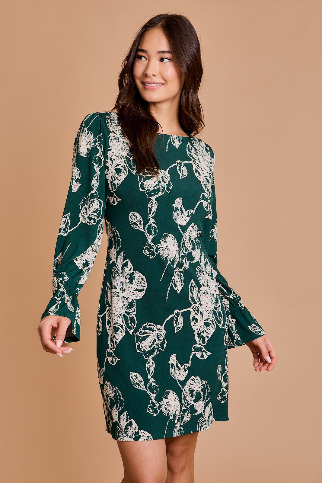 RUFFLE SLEEVE MINI DRESS