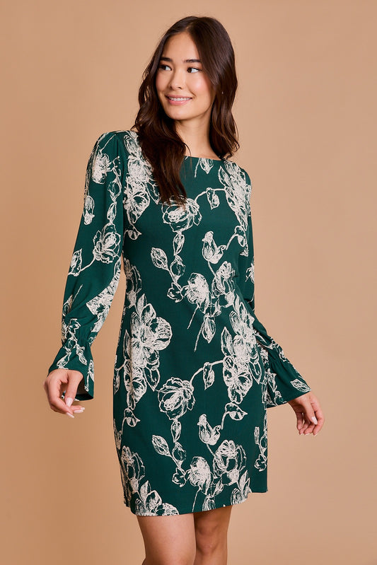 RUFFLE SLEEVE MINI DRESS