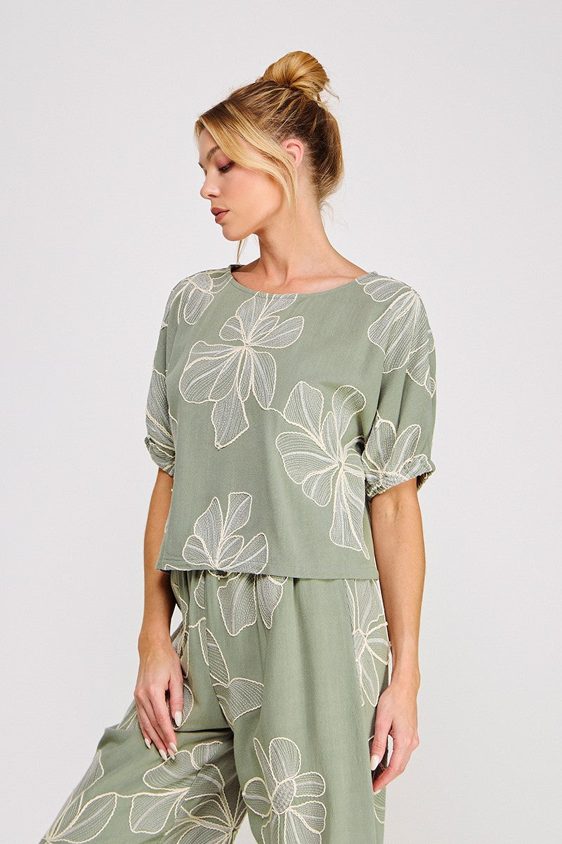 FLORAL EMBROIDERED BLOUSE