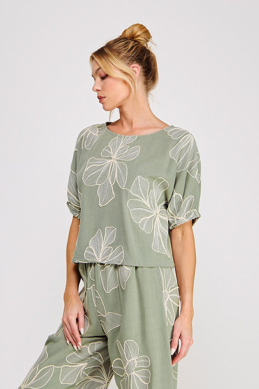 FLORAL EMBROIDERED BLOUSE