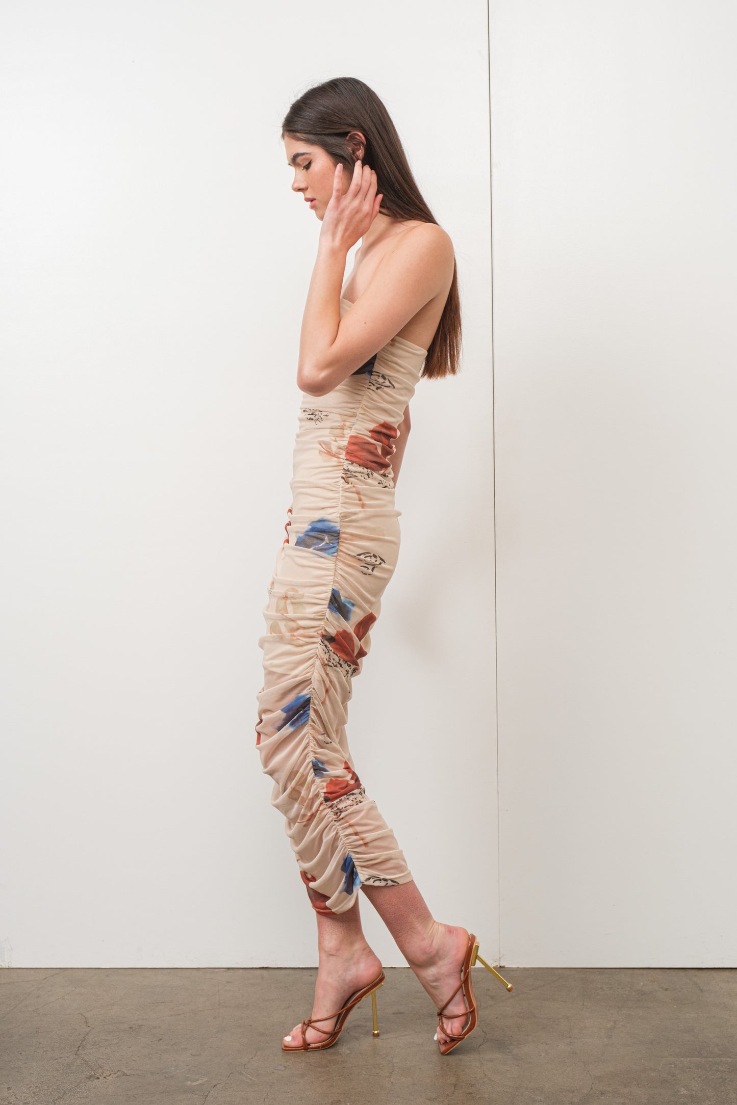 STRAPLESS PRINT DRESS