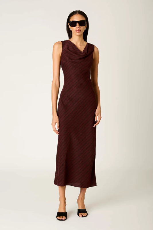 STRIPED BACKLESS DRESS