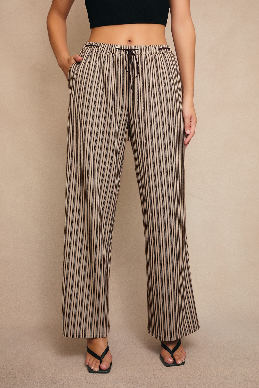 STRIPED WIDE LEG PANTS
