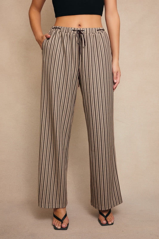 STRIPED WIDE LEG PANTS