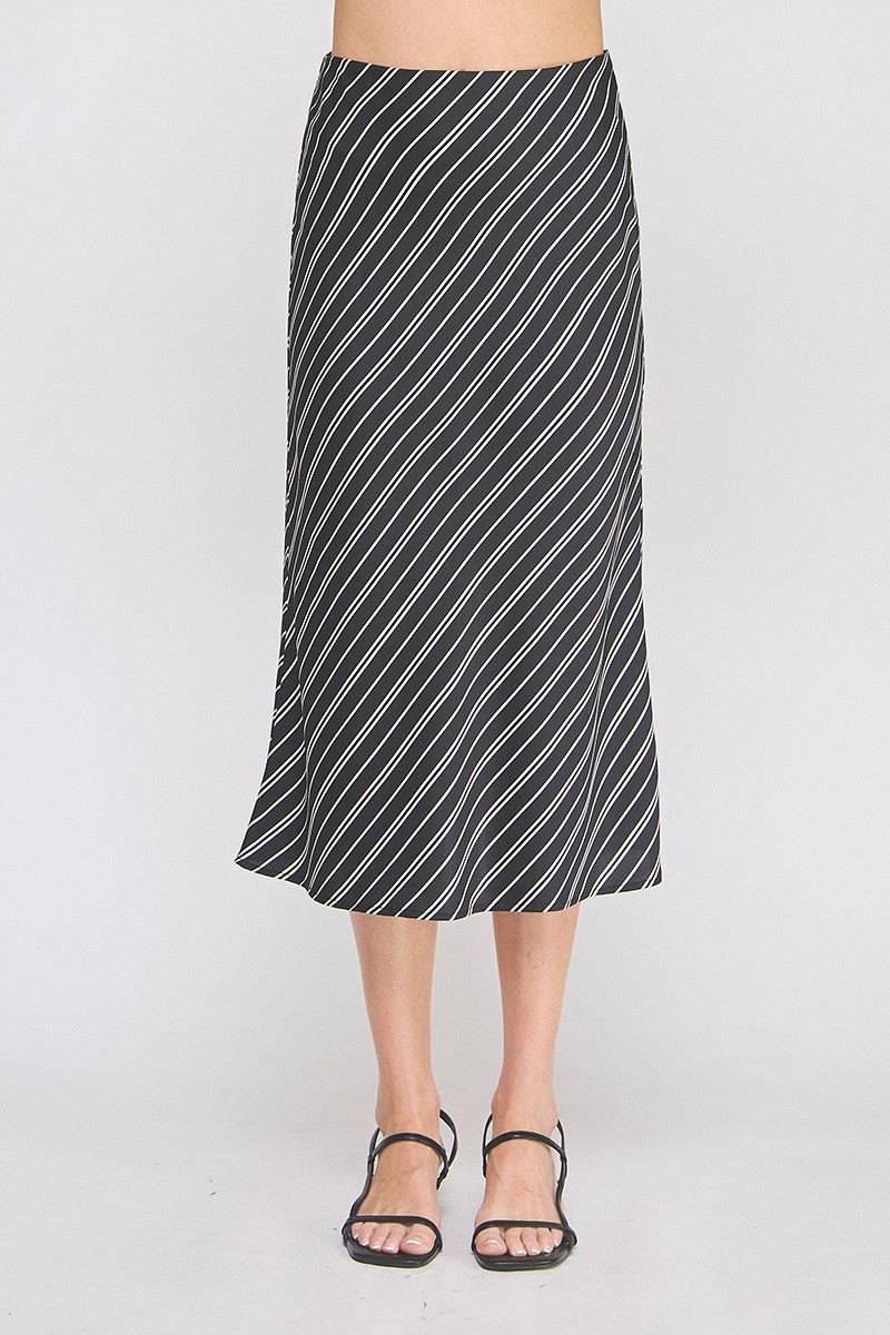 STRIPED SATIN SLIP SKIRT