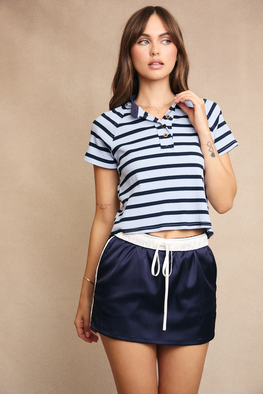 SHORT SLEEVE STRIPE TOP