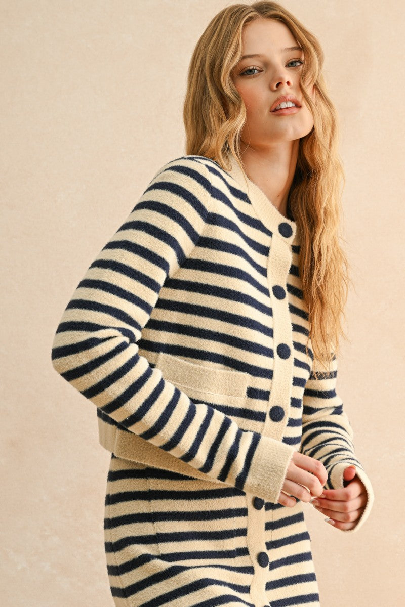 STRIPED CARDIGAN SWEATER
