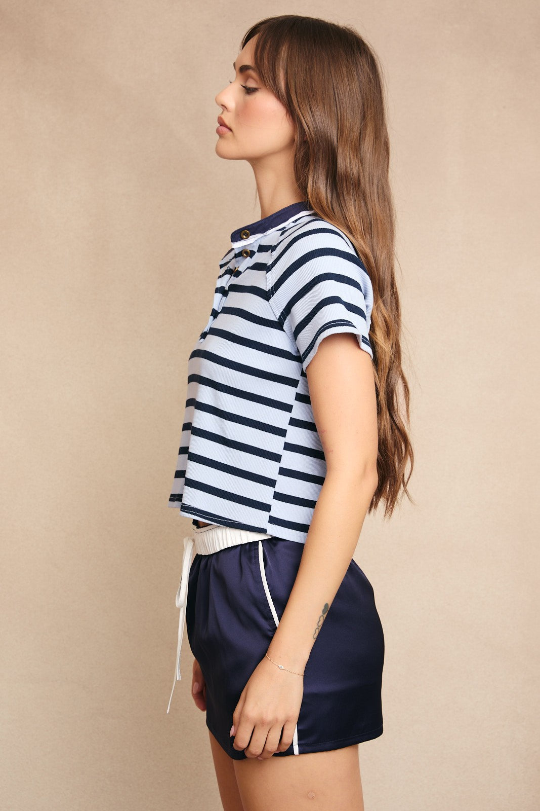 SHORT SLEEVE STRIPE TOP