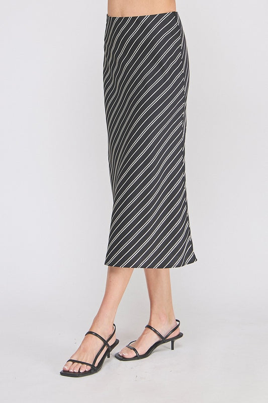 STRIPED SATIN SLIP SKIRT
