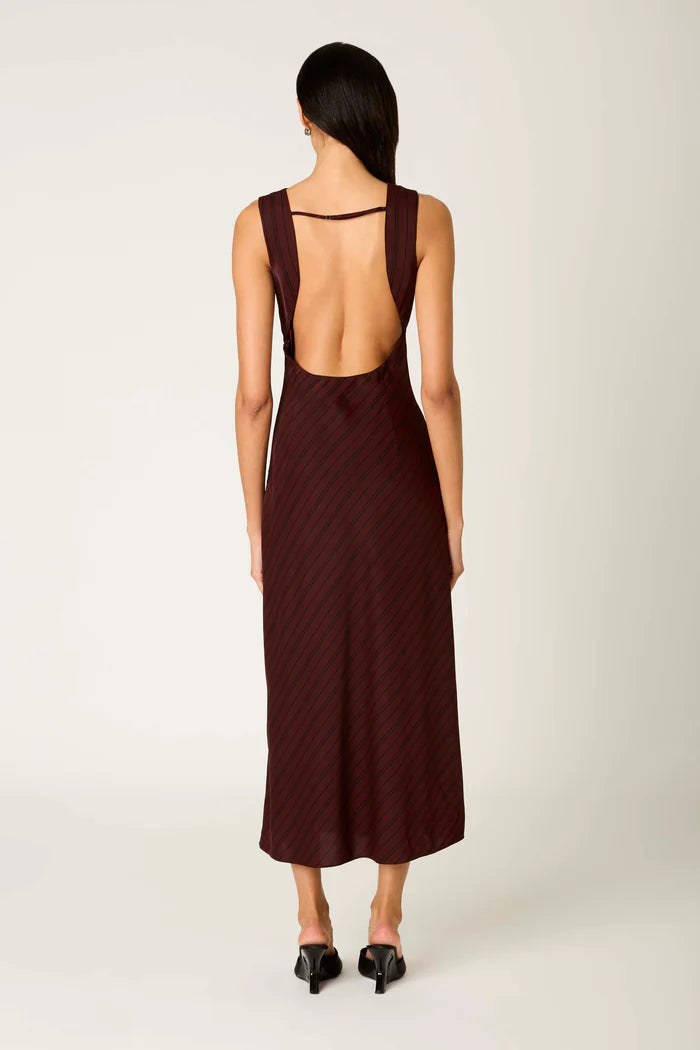 striped backless dress Striped Maxi Dress Elegant Backless Halter Neck