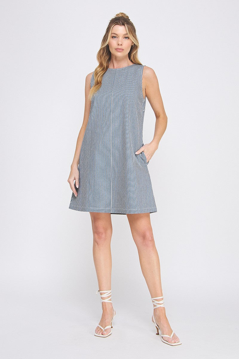 STRIPED A-LINE DRESS