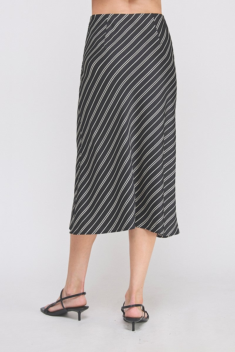 STRIPED SATIN SLIP SKIRT