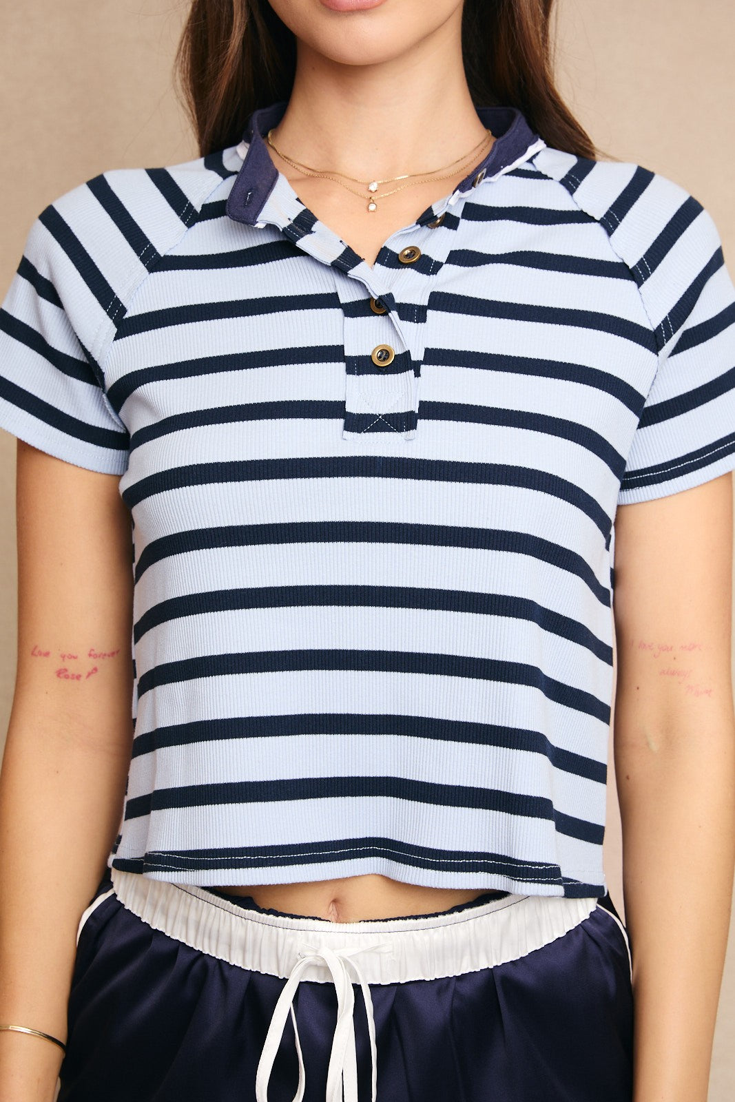 SHORT SLEEVE STRIPE TOP