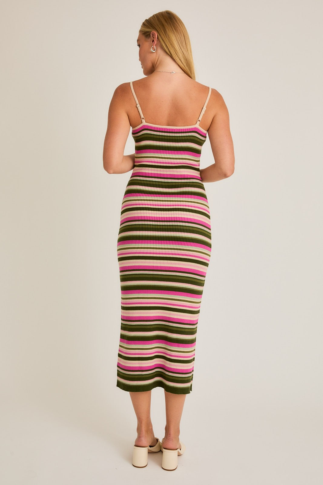 STRIPED SWEATER MIDI DRESS