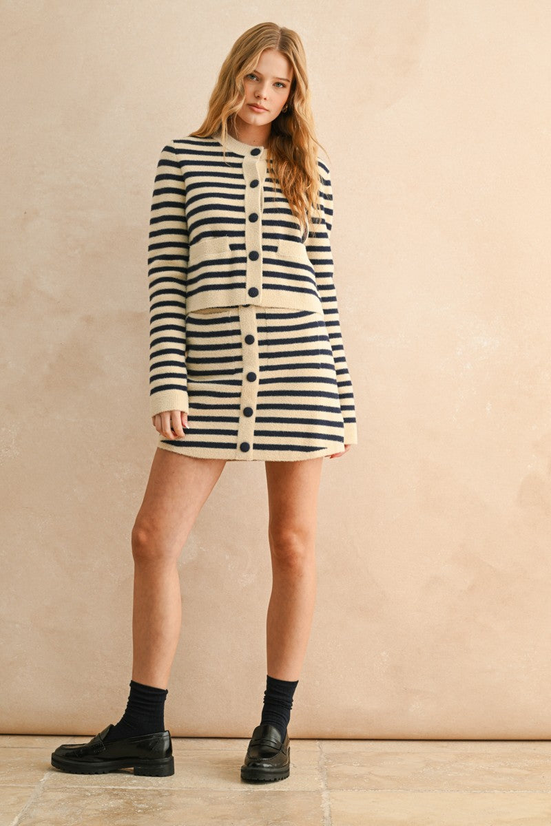 STRIPED CARDIGAN SWEATER