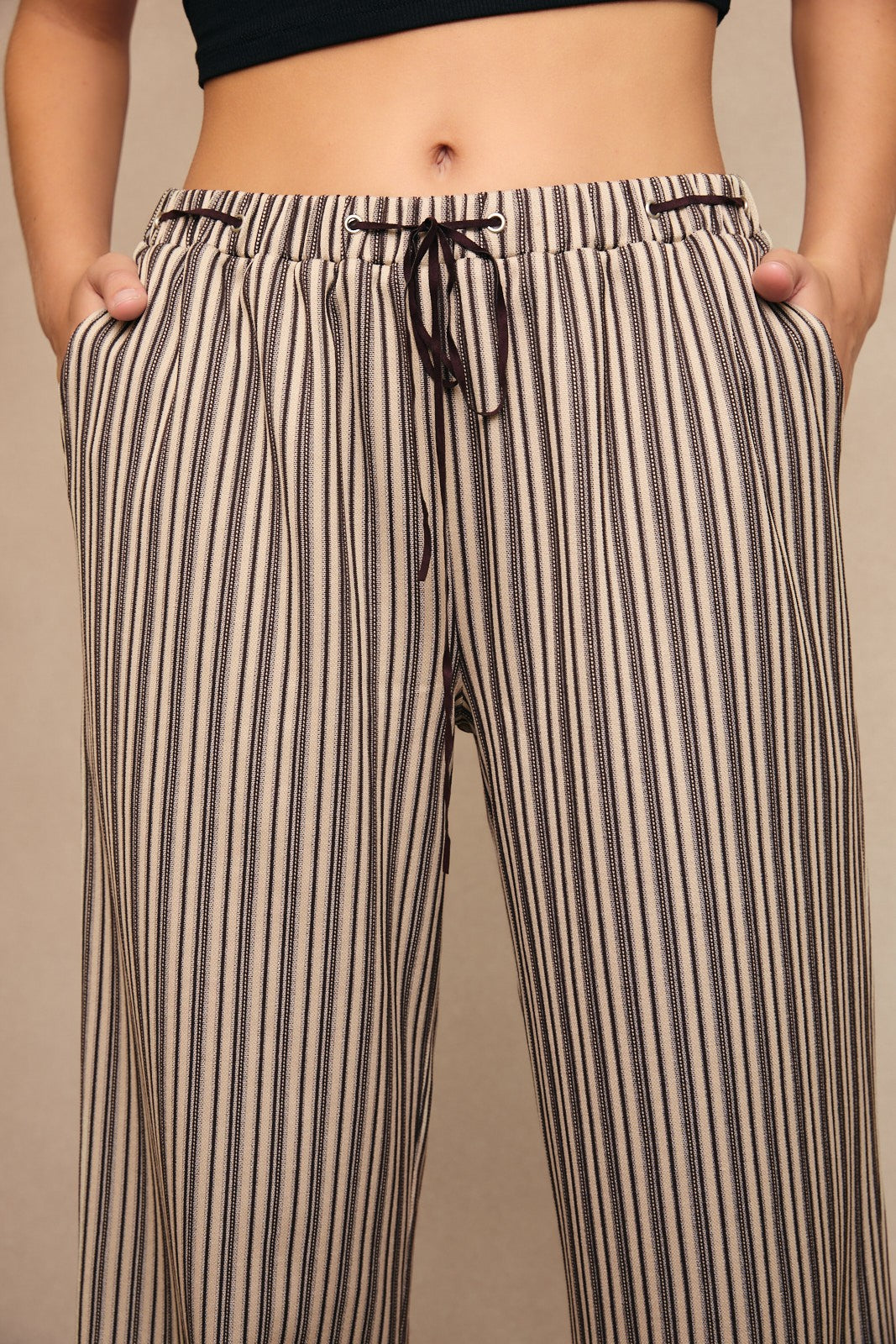 STRIPED WIDE LEG PANTS